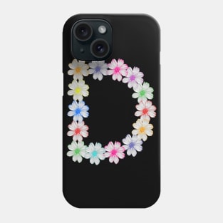 Letter D, flower, cosmos flowers, floral, nature Phone Case