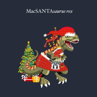 Clanosaurus Rex MacSANTAsaurus rex Plaid Santa Scotland Christmas Tree Tartan T-Shirt