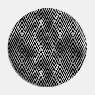 Diamond Chevrons in Black and Silver Vintage Faux Foil Art Deco Vintage Foil Pattern Pin