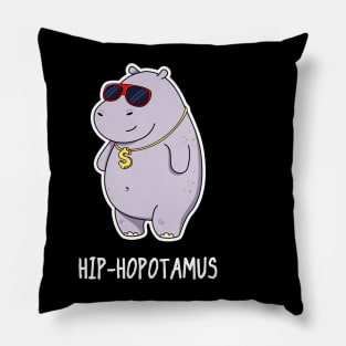 Hip-Hop-Potamus Cute Hippo Pun Pillow
