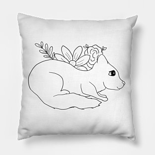 Cat with flowers, outline Pillow