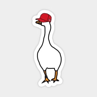 White Goose Wearing Stolen Red Hat Magnet