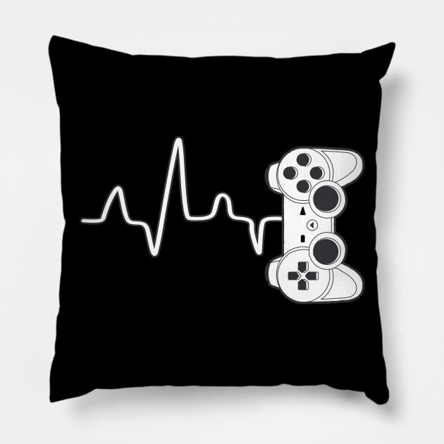 Gamer Heartbeat T-Shirt Video Game Lover Gift Shirt Pillow by MerchMadness