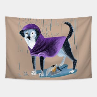 Raincoat puppy an April angel Tapestry