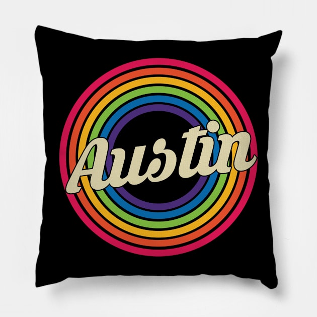 Austin - Retro Rainbow Style Pillow by MaydenArt