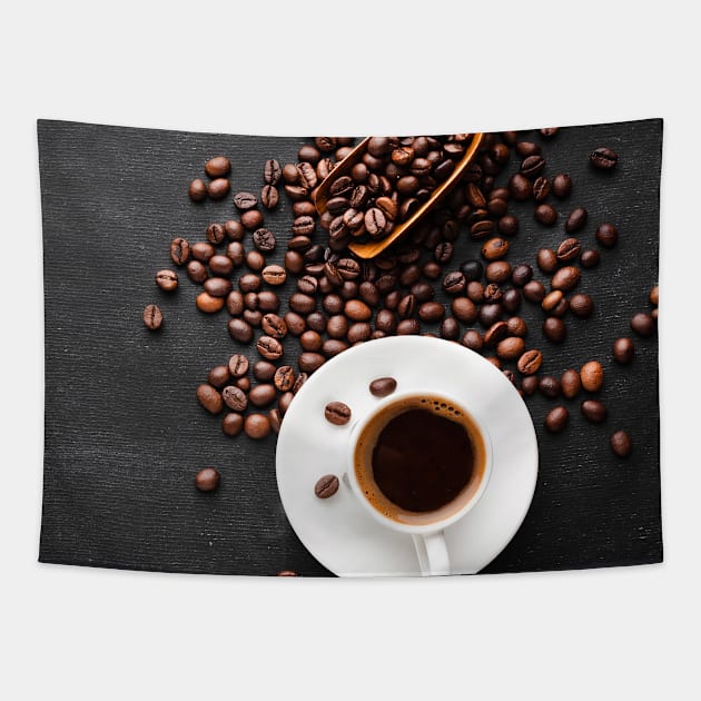 Coffee cup and beans Tapestry by GreekTavern