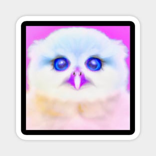 Baby Owl in white Cotton Candy style Magnet