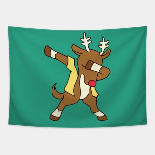 Cute Dabbing Christmas Reindeer Cartoon Tapestry