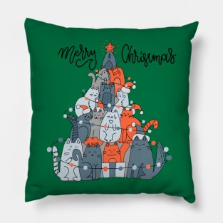 Cat In Lights Christmas Pillow