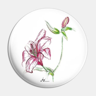 Beautifully painted pink Lily Flower Pin