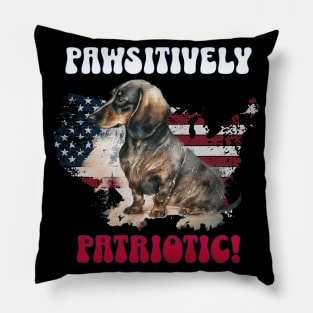 4th of July Independence Day Patriotic Dachshund Funny Design for Dog Lovers Pillow