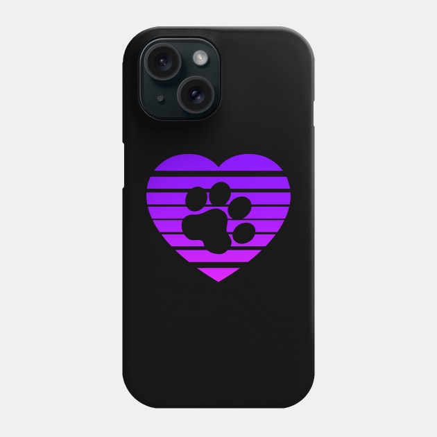 Cat Paw Heart Valentine - Purple Pink Gradient Phone Case by skauff