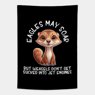 Cute Cartoon Weasel T-Shirt with Funny Saying Tapestry