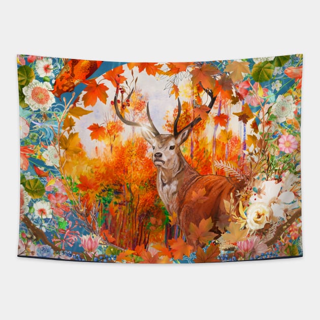 Autumn Deer Tapestry by Phatpuppy Art