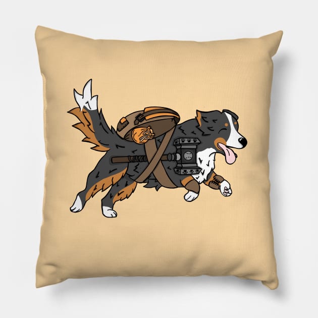 Bernese Mountain Dog Barbarian | DND Dog | Fantasy Fighter Pillow by Roll 4 Cuteness 