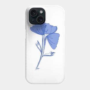 3 poppies & 1 face - shades of blue Phone Case