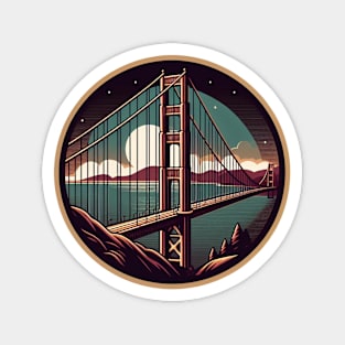 Golden Bridge at Night Magnet