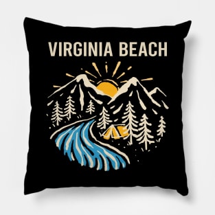 Vintage Nature Landscape - Virginia Beach Pillow