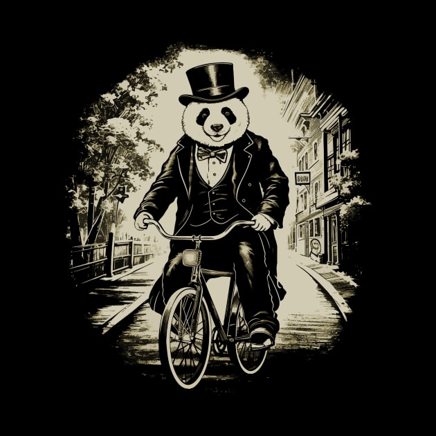 Victorian Panda Cycling on Vintage Bicycle Funny Cyclist MTB by teesontap