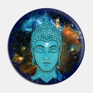 Blue Face of Buddha in the Galaxy Pin