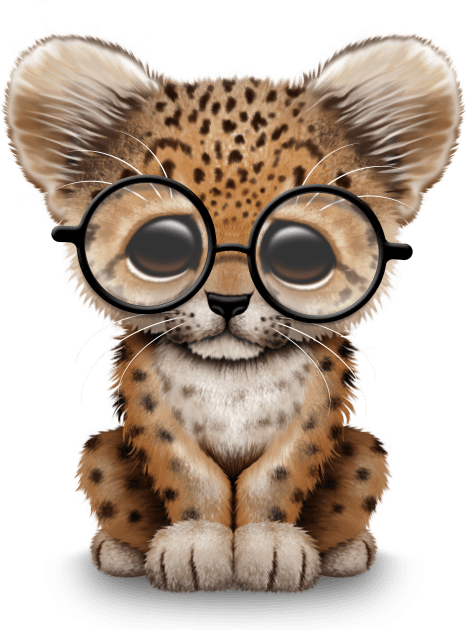 Cute Baby Leopard Cub Wearing Glasses Kids T-Shirt by jeffbartels