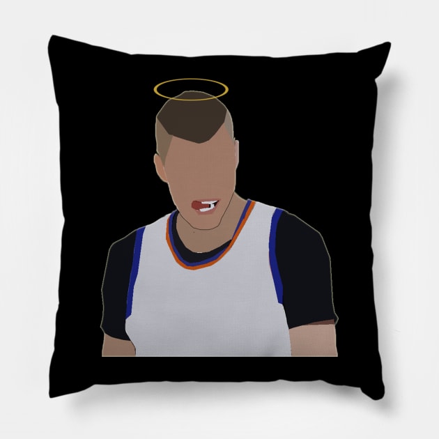 Kristaps Porzingis - Porzingod Pillow by xavierjfong