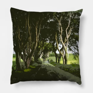 An Irish Country Road in the Rain Pillow