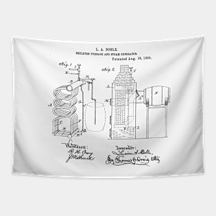 Skeleton Furnace and Steam Generator Vintage Patent Hand Drawing Tapestry