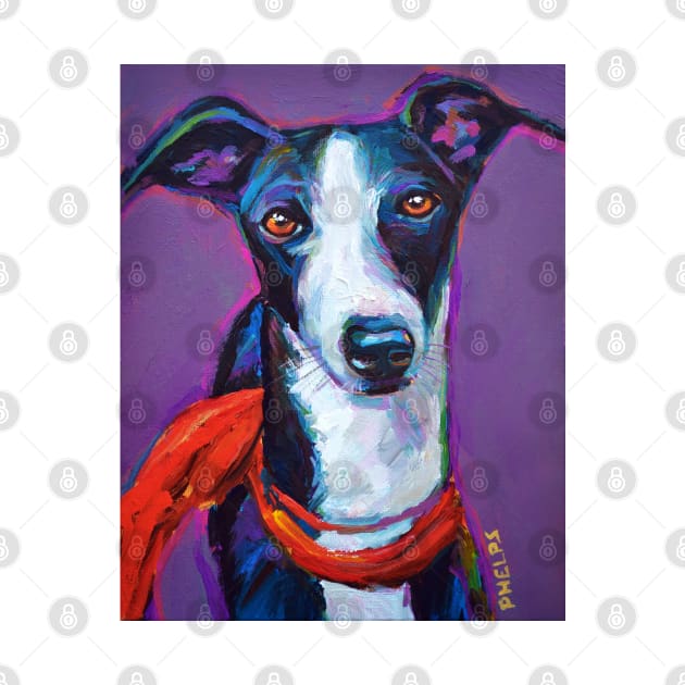 Italian Greyhound with Scarf by RobertPhelpsArt