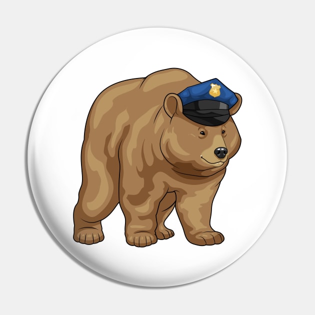 Bear Cop Police hat Police Pin by Markus Schnabel