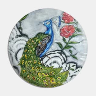 Peacock and Frog Pin