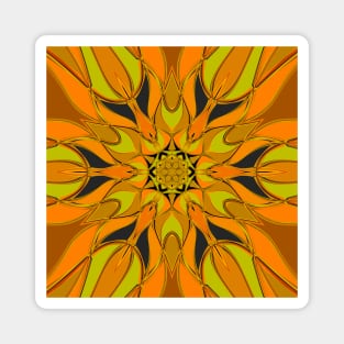 Cartoon Mandala Flower Yellow Orange and Blue Magnet