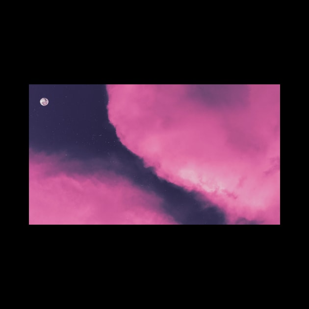 Pink Clouds in Nighttime - Crescent Moon by Moshi Moshi Designs