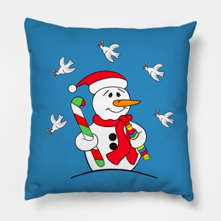 CUTE Snowman Candy Cane Christmas Pillow