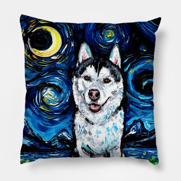 Husky Night 2 Pillow by sagittariusgallery