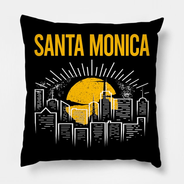 Yellow Moon Santa Monica Pillow by flaskoverhand