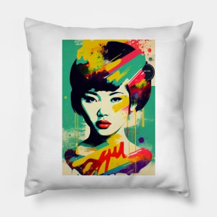 Vintage woman in pop-art style Pillow