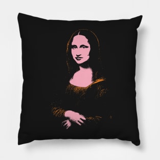 The Mona Lisa 80s colors Minimal Mona Lisa street art on default black background Pillow