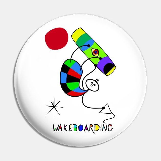 Miro Inspired Wake Boarder Pin by The Tee Cat