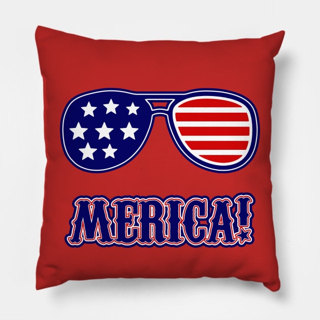 4th Of July Merica Sunglasses Pillow by Scar