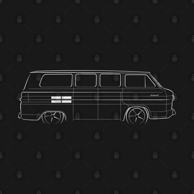 Chevy Corvair Greenbrier Van - profile stencil, white by mal_photography