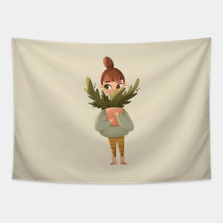 Girl with a plant Tapestry