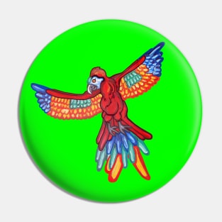 Red Majestic Flying Macaw Pin