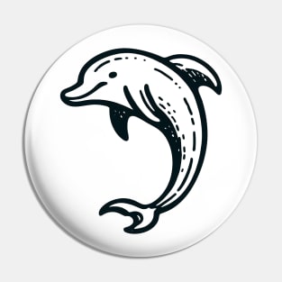 Stick Figure of a Dolphin in Black Ink Pin