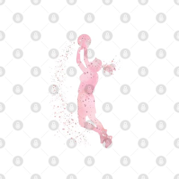 Basketball Girl Player Watercolor Blush Pink by LotusGifts