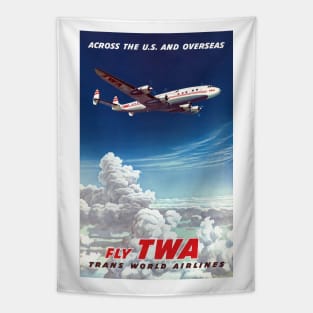 Across the U.S. and Overseas Fly TWA Vintage Poster Tapestry