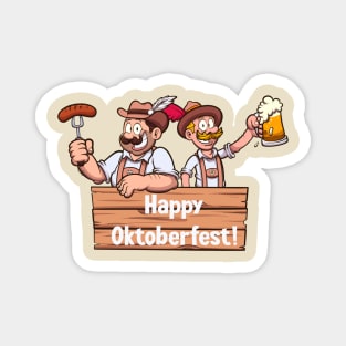 Happy Oktoberfest Bavarian Men With Sign Magnet