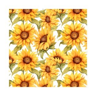 Sunflowers watercolor pattern #4 T-Shirt