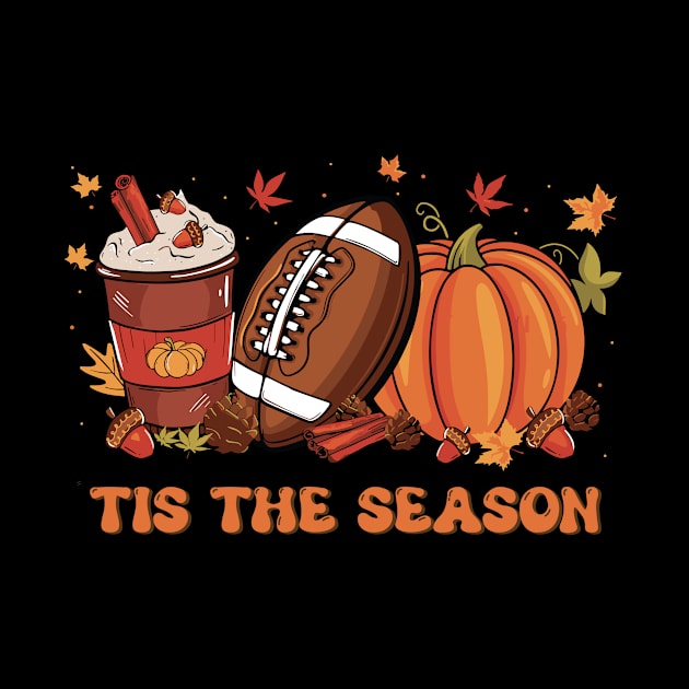 Tis The Season Football Fall Pumpkin Spice Leaf by Imou designs