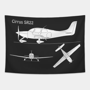 Cirrus SR22 - Airplane Blueprint - PBpng Tapestry